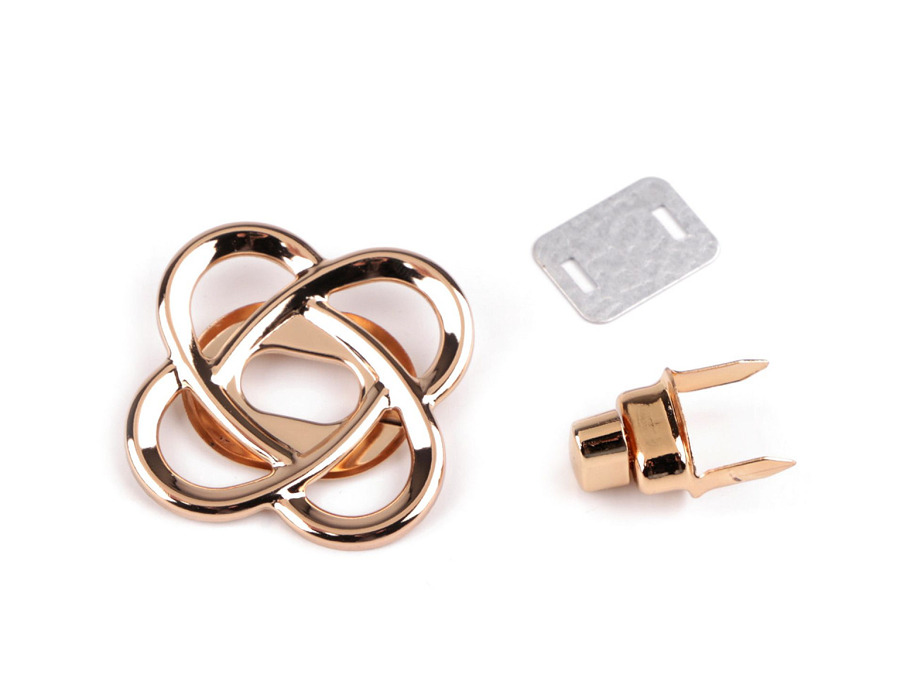 Steckschloss/mappenschloss, 49 x 49 mm - Rosagold (5 Sets)