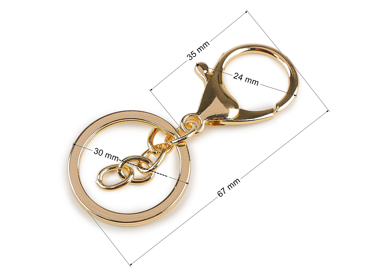 Karabiner mit schlüsselring und kette - Nickel (10 Stücke)